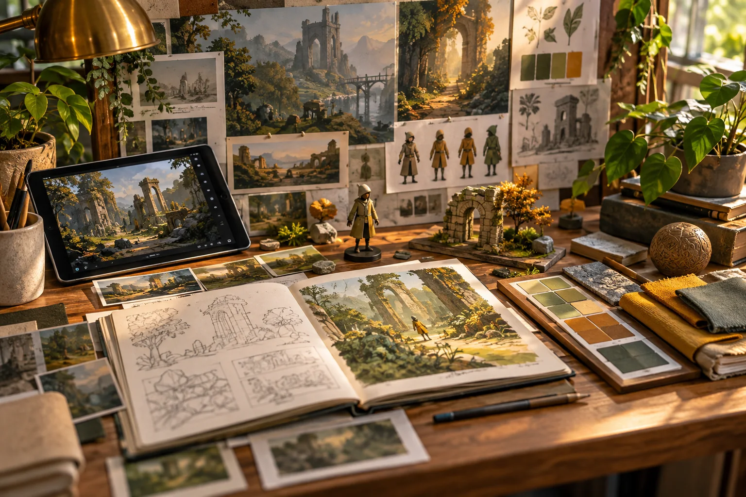Materiaalbord voor spelillustraties